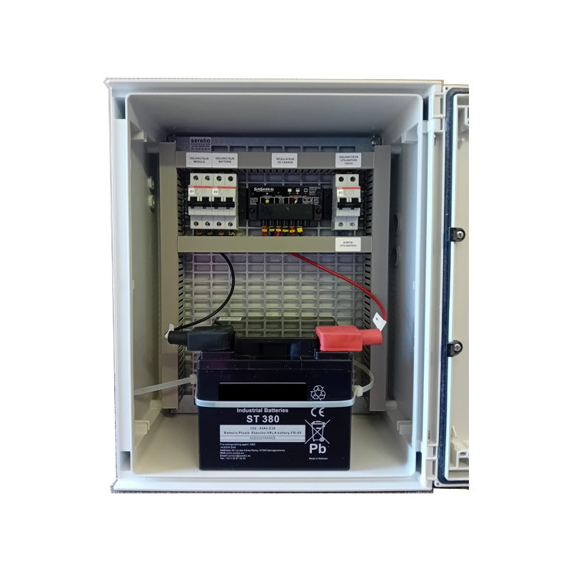 Coffret solaire autonome 12V IP66 – Batterie 43Ah – Jusqu’à 30Wc